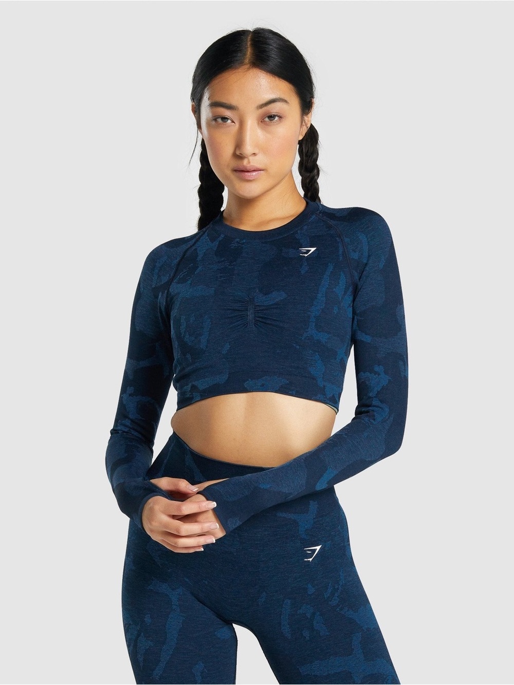 GYMSHARK ADAPT CAMO SEAMLESS LONG SLEEVE CROP TOP